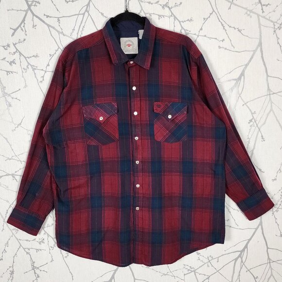 MWG Mid West Garment Red Plaid Snap Front Western Shirt - Picture 1 of 3